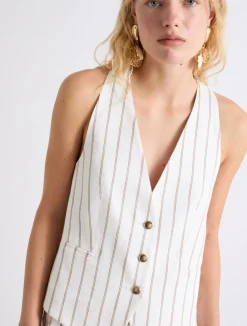 Gilet in lino e cotone - BIANCO