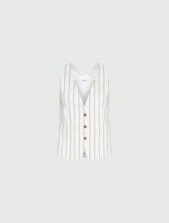 Gilet in lino e cotone - BIANCO
