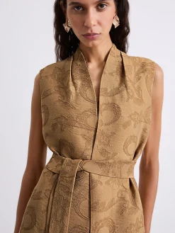 Gilet smanicato in jacquard - BEIGE