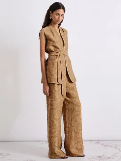 Gilet smanicato in jacquard - BEIGE