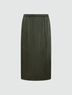 Gonna a tubino in twill crinckle - VERDE