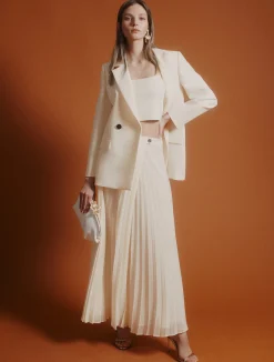 Gonna in georgette plissé - BIANCO LANA