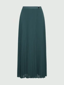 Gonna in georgette plissé - BLU PAVONE