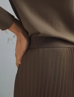 Gonna longuette in rete plissé - MARRONE