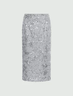 Gonna midi con paillettes - GRIGIO