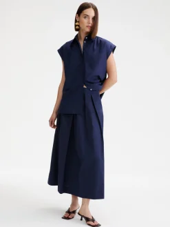 Gonna midi in popeline - BLU