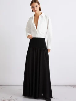 Gonna svasata in georgette - NERO