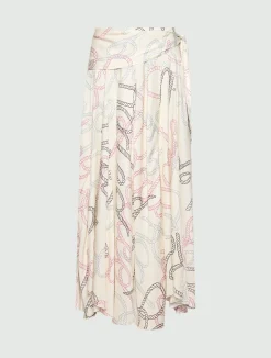 Gonna svasata in twill stampato - PANNA