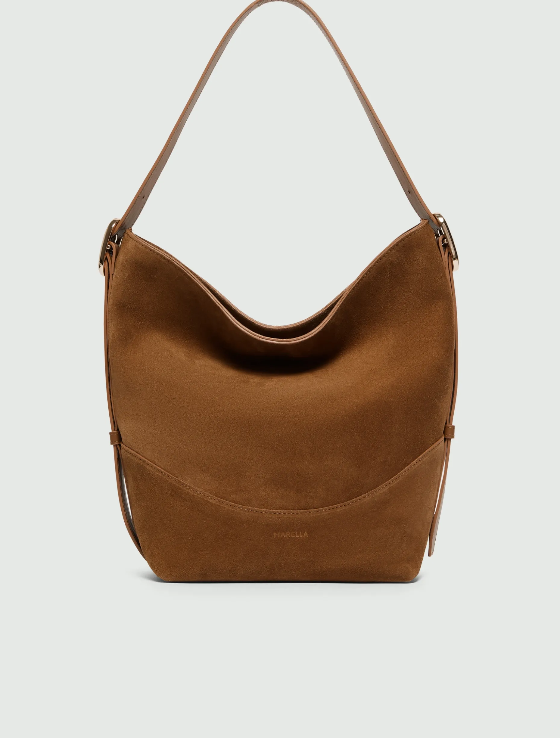 Hobo bag in pelle scamosciata - CUOIO