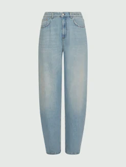 Jeans barrel in denim - AZZURRO POLVERE