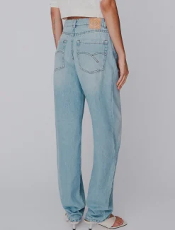 Jeans barrel in denim - AZZURRO POLVERE