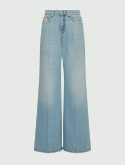 Jeans wide leg a vita alta - AZZURRO POLVERE
