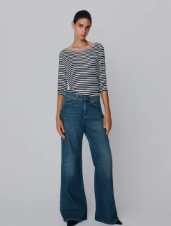 Jeans wide leg a vita alta - BLU