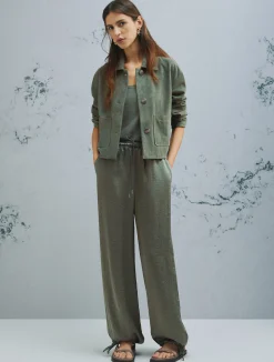 Jogger in twill crinckle - VERDE