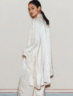 Kimono lungo jacquard - BIANCO LANA