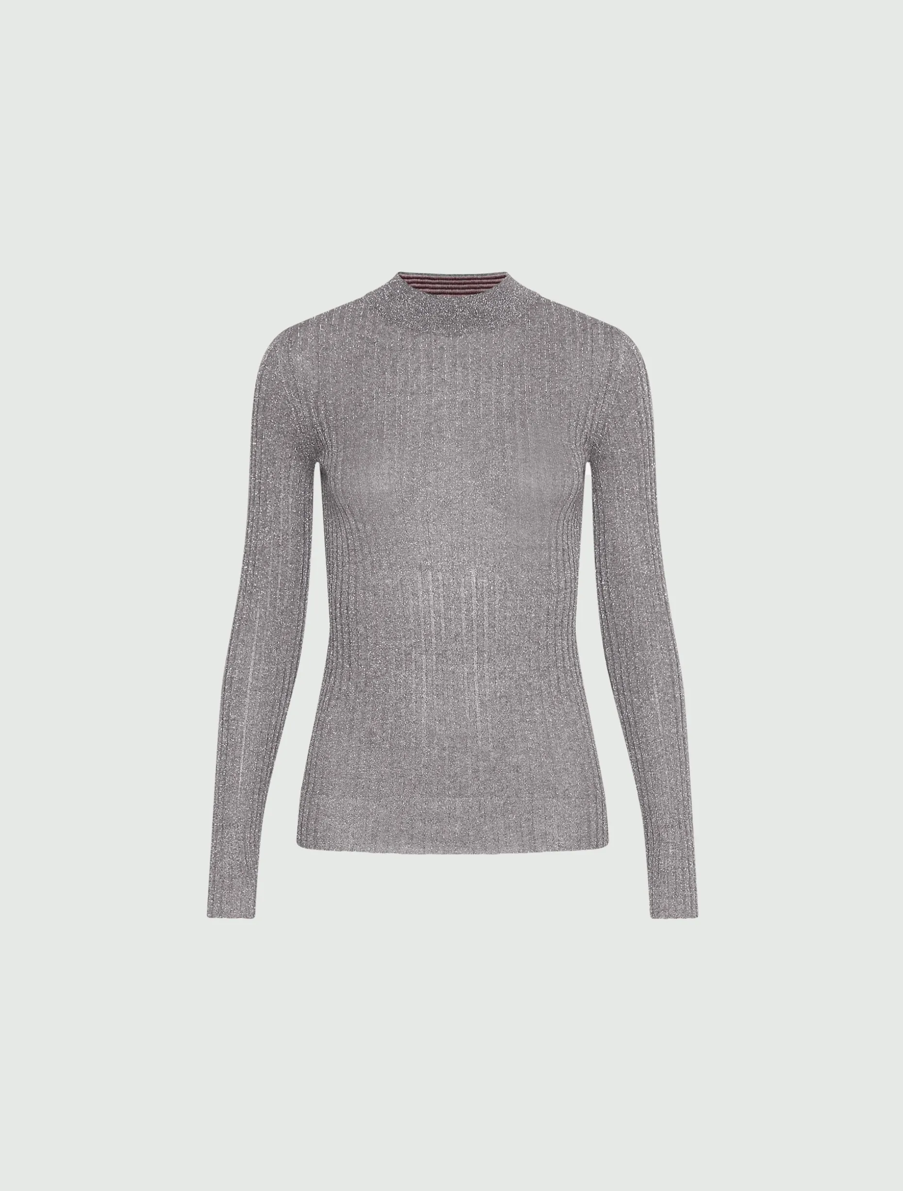 Maglia a coste con filo di lurex - GRIGIO
