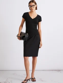 Maglia a costine in viscosa - NERO