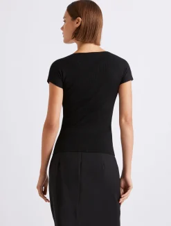 Maglia a costine in viscosa - NERO