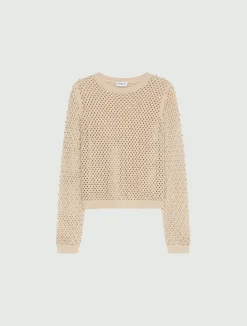 Maglia a rete con strass - BIANCO LANA