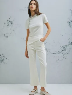 Maglia asimmetrica con coulisse - BIANCO LANA