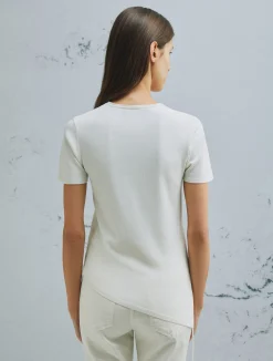 Maglia asimmetrica con coulisse - BIANCO LANA