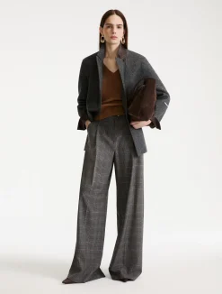 Maglia con collo a V in cashmere e lana - CAMMELLO