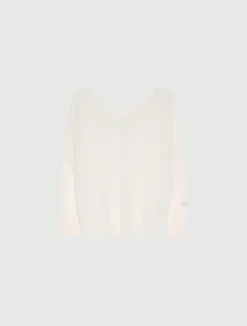 Maglia con scollo a V - BIANCO LANA