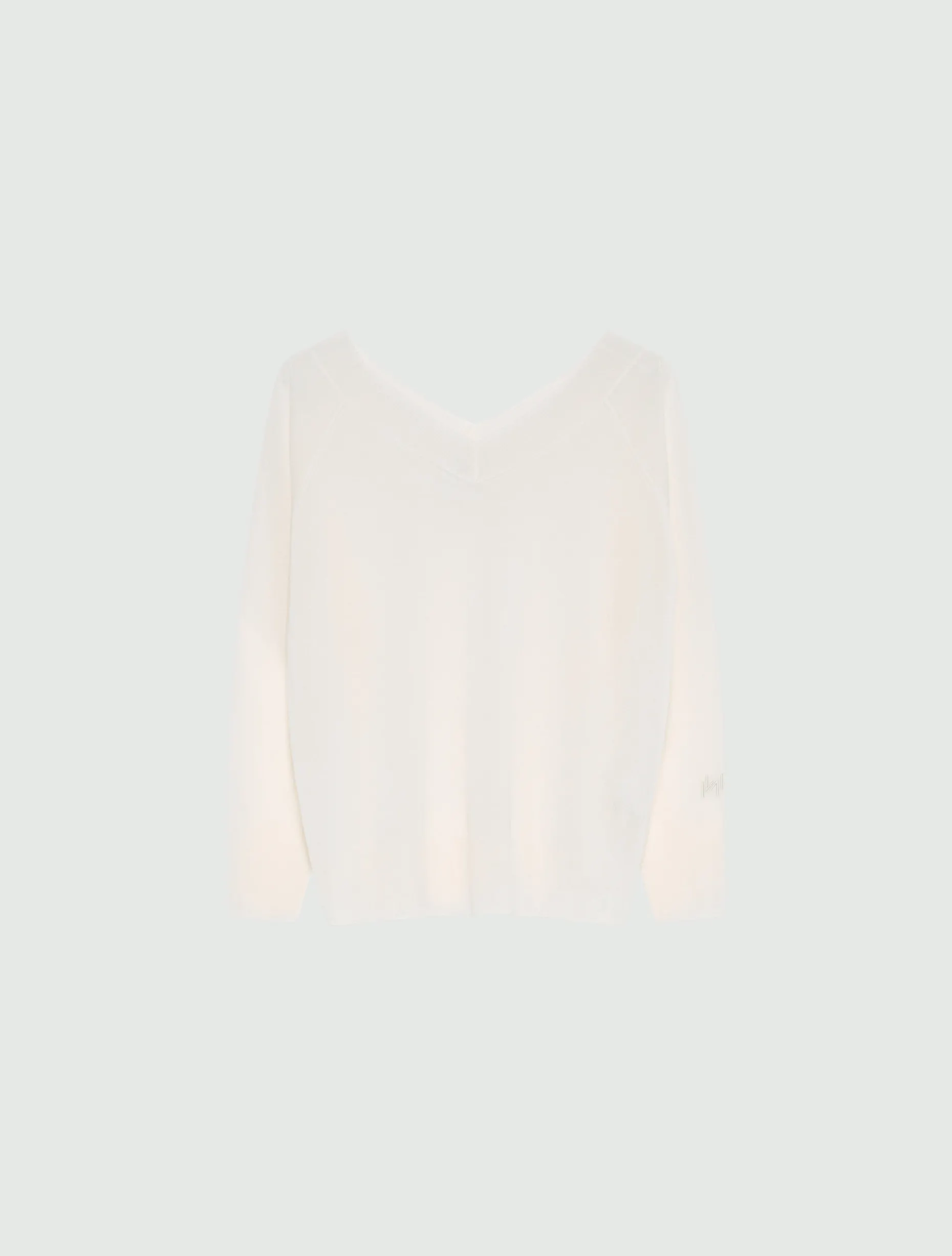 Maglia con scollo a V - BIANCO LANA