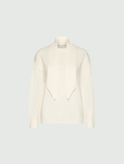 Maglia girocollo in cashmere e lana - PANNA