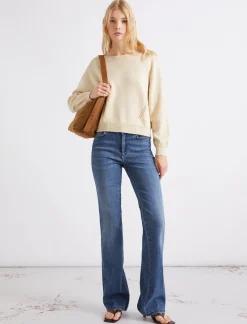 Maglia in cotone con scollo a barchetta - BIANCO LANA