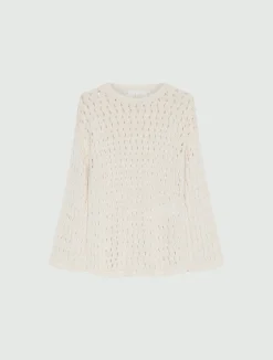 Maglia in cotone con traforature - BIANCO LANA