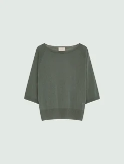 Maglia in viscosa aspetto tulle - VERDE