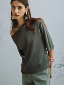 Maglia in viscosa aspetto tulle - VERDE
