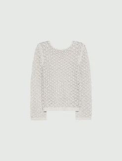 Maglia traforata boxy - PANNA