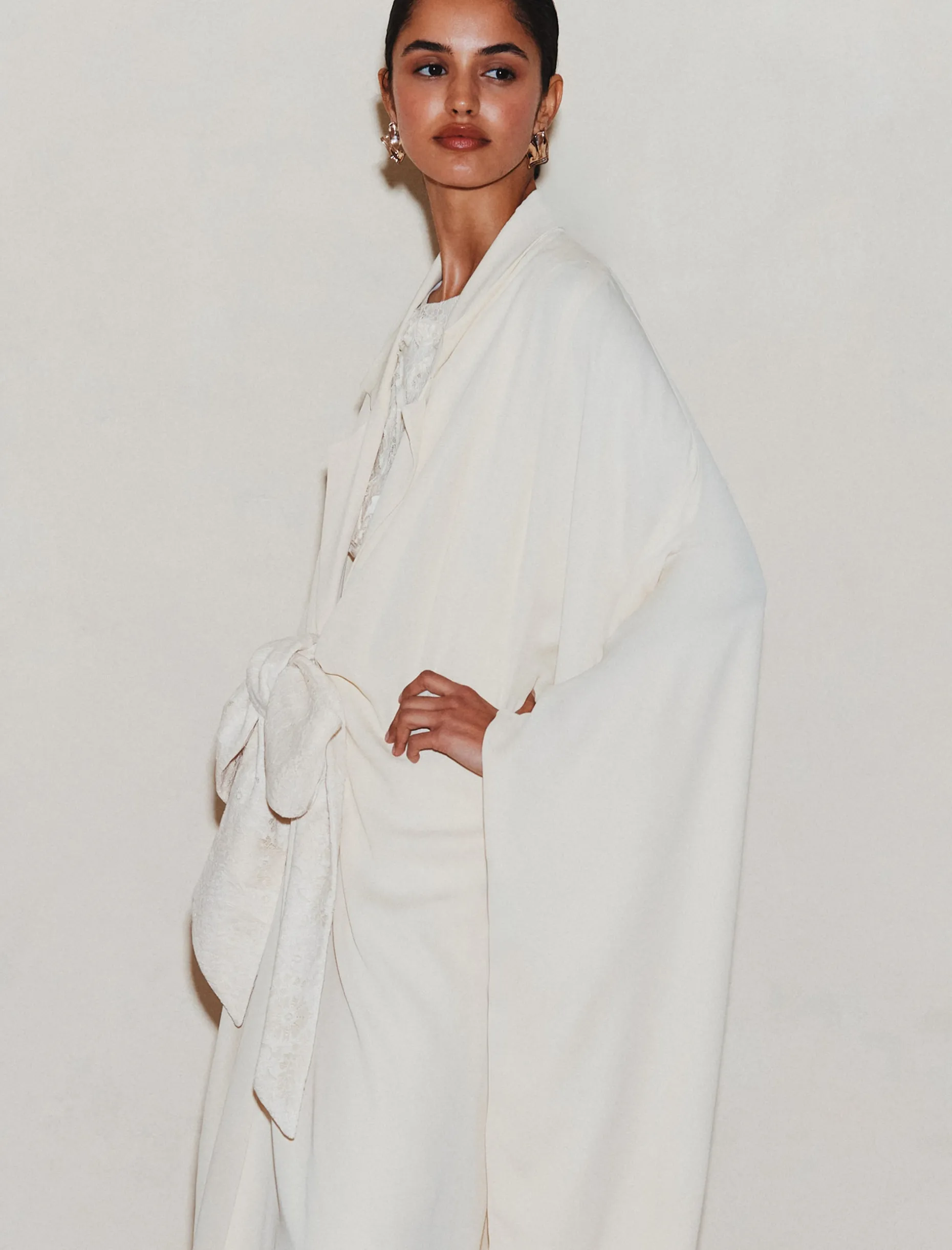 Mantella in georgette - BIANCO LANA