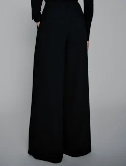 Pantalone ampio in envers satin - NERO