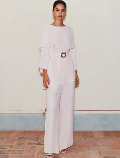 Pantalone ampio in georgette - ROSA