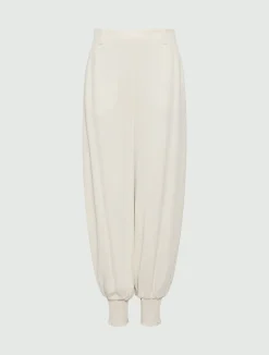 Pantalone ampio in georgette - BIANCO LANA
