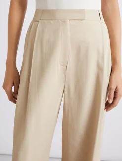 Pantalone ampio in twill - BEIGE