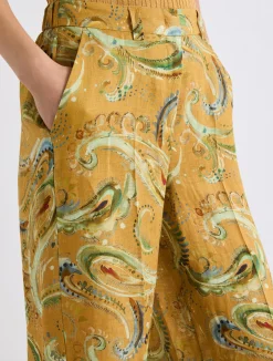 Pantalone a palazzo in lino - COGNAC