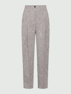 Pantalone barrel in lino - MARRONE