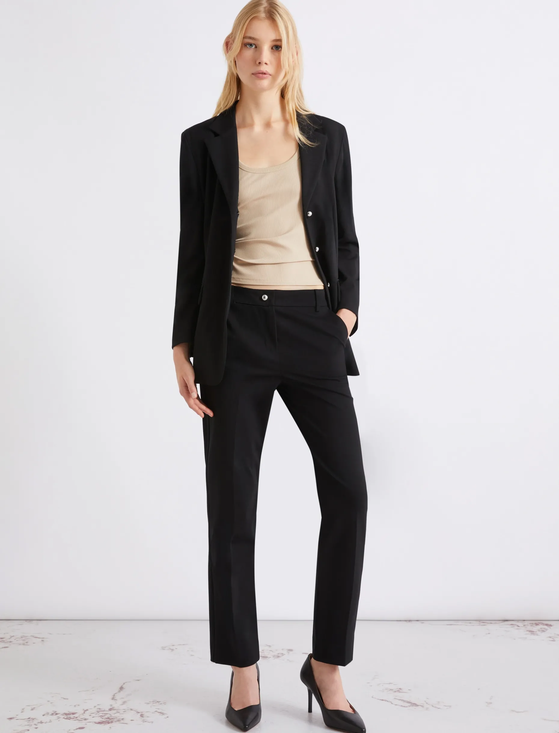 Pantalone chino in jersey - NERO