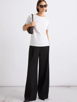 Pantalone con pince in pura lana - NERO