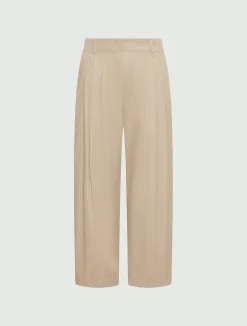 Pantalone cropped in gabardina di cotone - SABBIA