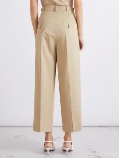 Pantalone cropped in gabardina di cotone - SABBIA