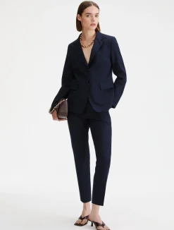 Pantalone cropped in tela stretch - BLU NOTTE