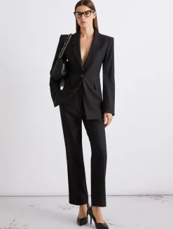 Pantalone cropped in twill di misto viscosa - NERO