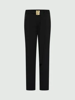 Pantalone dritto con cintura - NERO