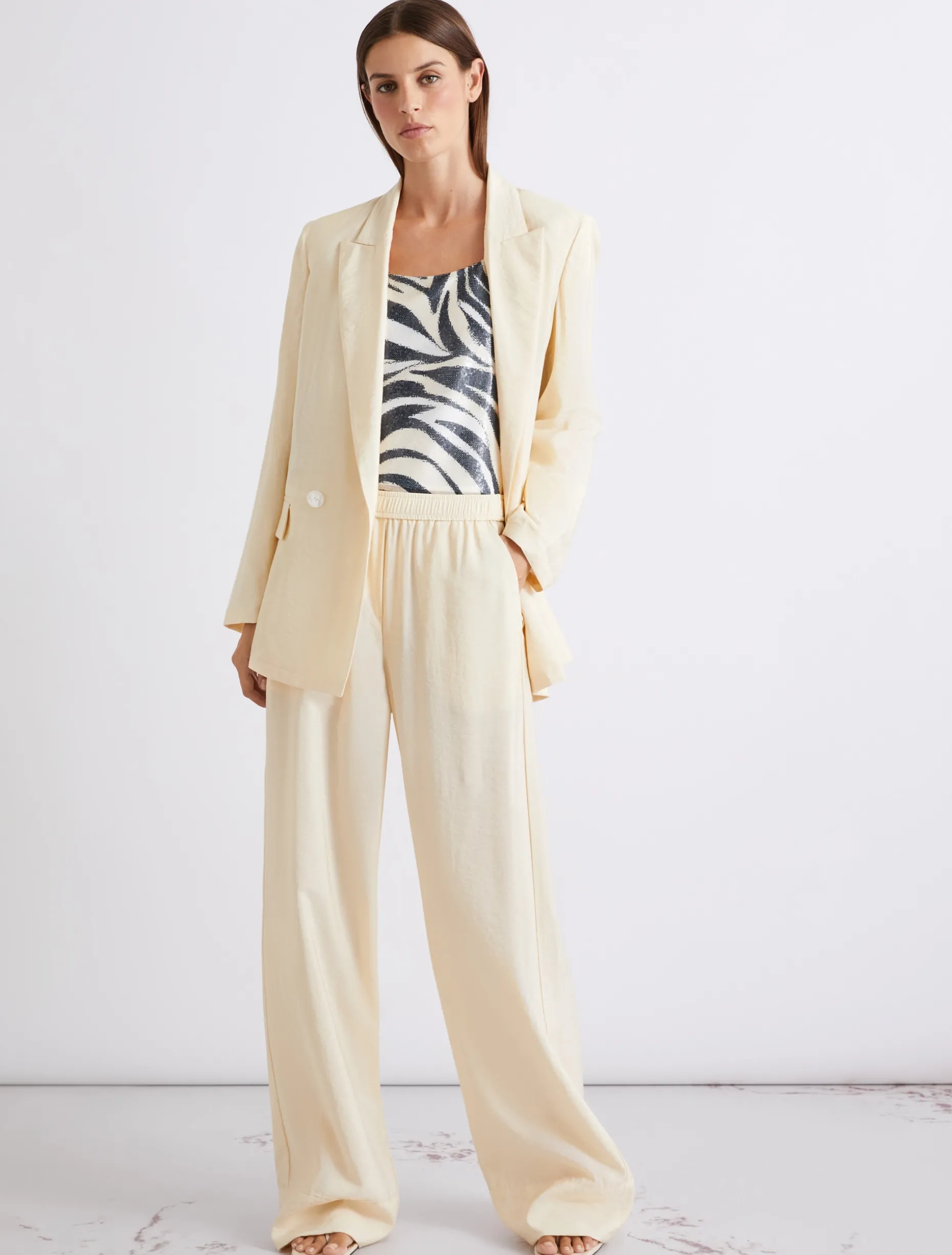 Pantalone dritto in misto viscosa - PANNA
