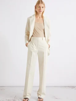 Pantalone dritto in popeline di puro cotone - GHIACCIO